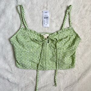 dainty green gingham corset cami crop top